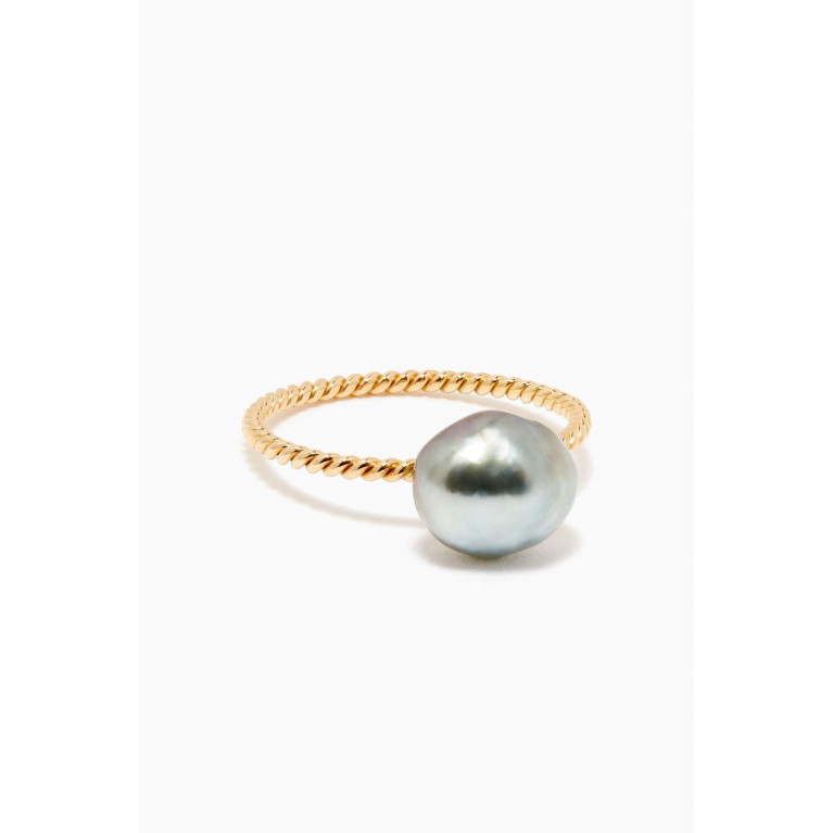 Robert Wan - Pearl Twisted Ring in 18kt Yellow Gold