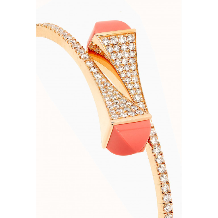 Marli - Cleo Diamond Slip-on Bracelet with Pink Coral in 18kt Rose Gold