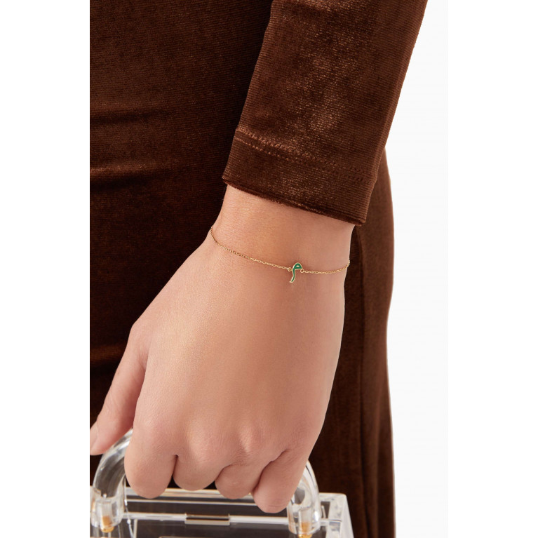 Bil Arabi - Mina "M" Enamel Bracelet in 18kt Gold Green