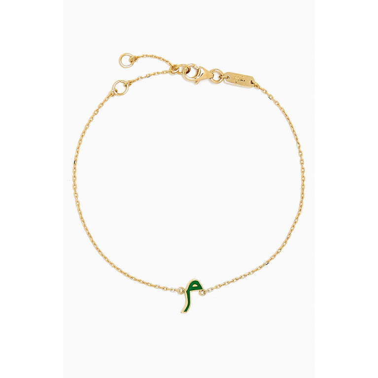 Bil Arabi - Mina "M" Enamel Bracelet in 18kt Gold Green