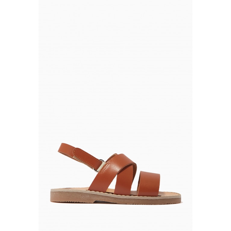 Babywalker - Cross Band Sandals in Leather Brown