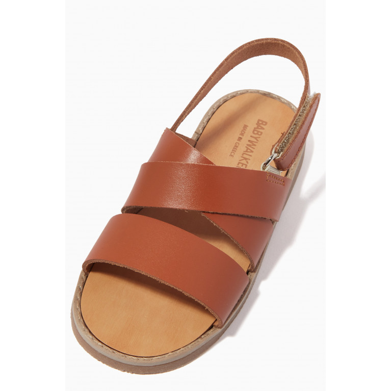 Babywalker - Cross Band Sandals in Leather Brown