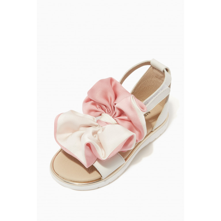 Babywalker - Satin Bow Sandals in Leather Multicolour