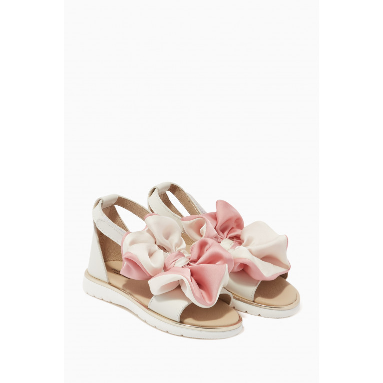 Babywalker - Satin Bow Sandals in Leather Multicolour