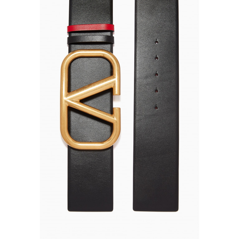 Valentino - Valentino Garavani VLOGO Reversible Belt in Glossy Calfskin, 70mm Red