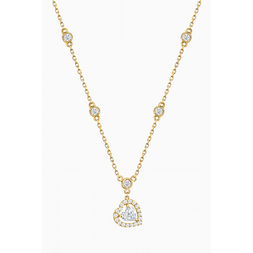 Aquae Jewels - Bella Hanging Heart Necklace with Diamonds in 18kt Yellow Gold