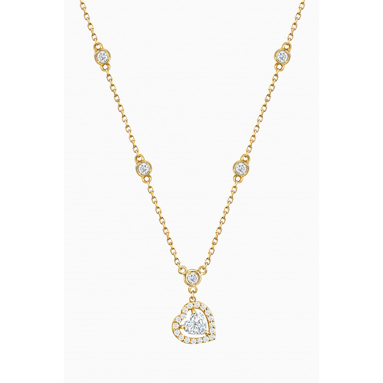 Aquae Jewels - Bella Hanging Heart Necklace with Diamonds in 18kt Yellow Gold