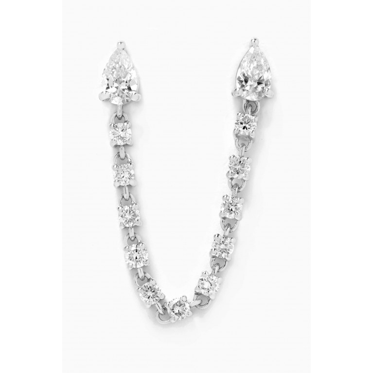 Aquae Jewels - Single Pear Diamond Earring in 18kt White Gold Silver