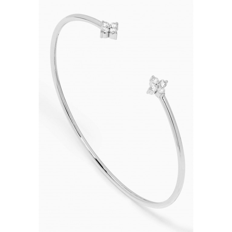 Aquae Jewels - You & Me Fairy Bangle with Diamonds in 18kt White Gold Silver