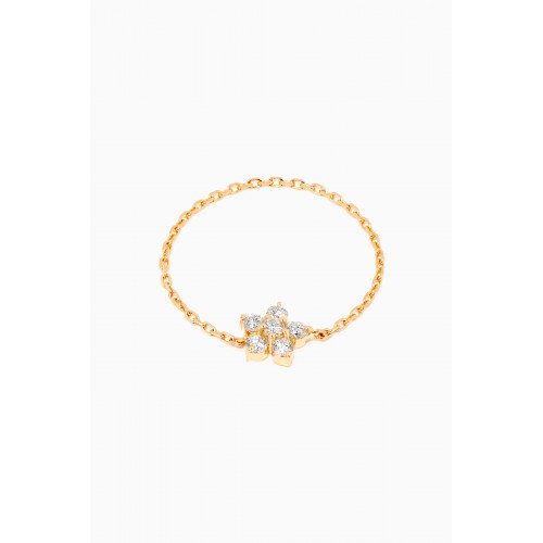 Aquae Jewels - Fairy Flower Chain Ring with Diamonds in 18kt Yellow Gold