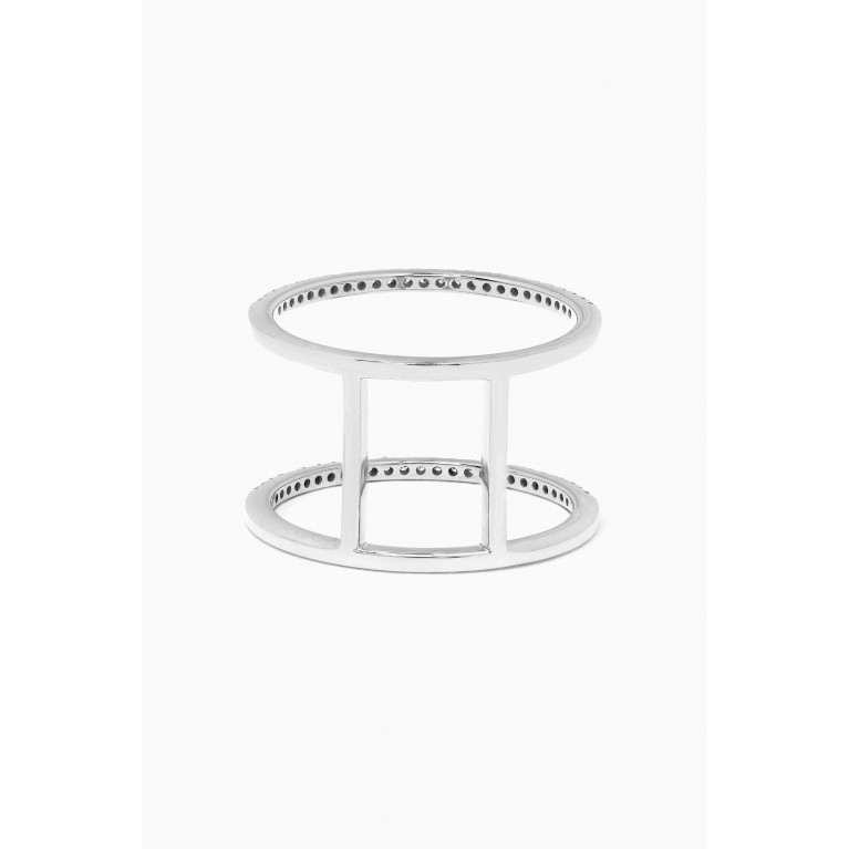 Aquae Jewels - Double Line Diamond Ring in 18kt White Gold Silver