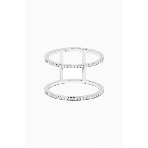 Aquae Jewels - Double Line Diamond Ring in 18kt White Gold Silver