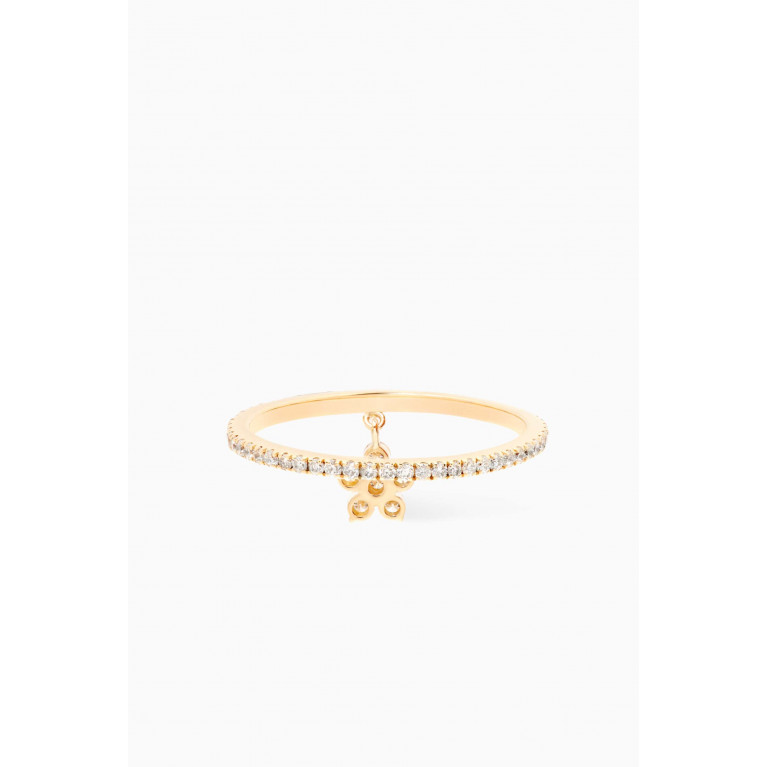 Aquae Jewels - Fairy Flower Hanging Ring with Diamonds in 18kt Yellow Gold