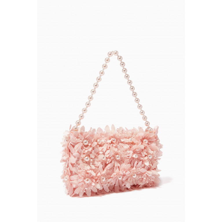 VANINA - Inflorescence Baguette Bag in Silk & Satin Pink