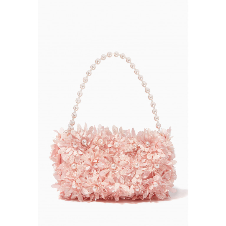 VANINA - Inflorescence Baguette Bag in Silk & Satin Pink
