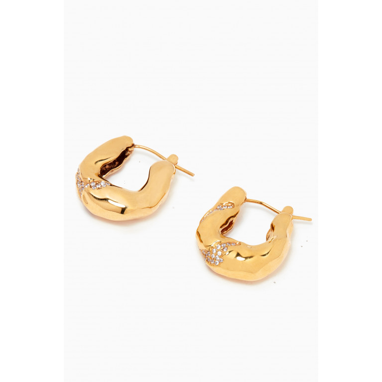 Joanna Laura Constantine - Feminine Waves Statement Hoops with Crystals in 18kt Gold-plated Brass