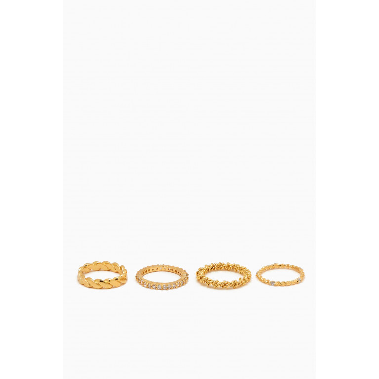 Joanna Laura Constantine - Modern Vintage Set of 4 Mismatched Rings in 18k Gold-plated Brass