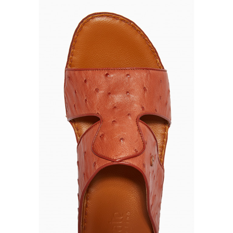Private Collection - Peninsula Sandals in Ostrich Leather Brown