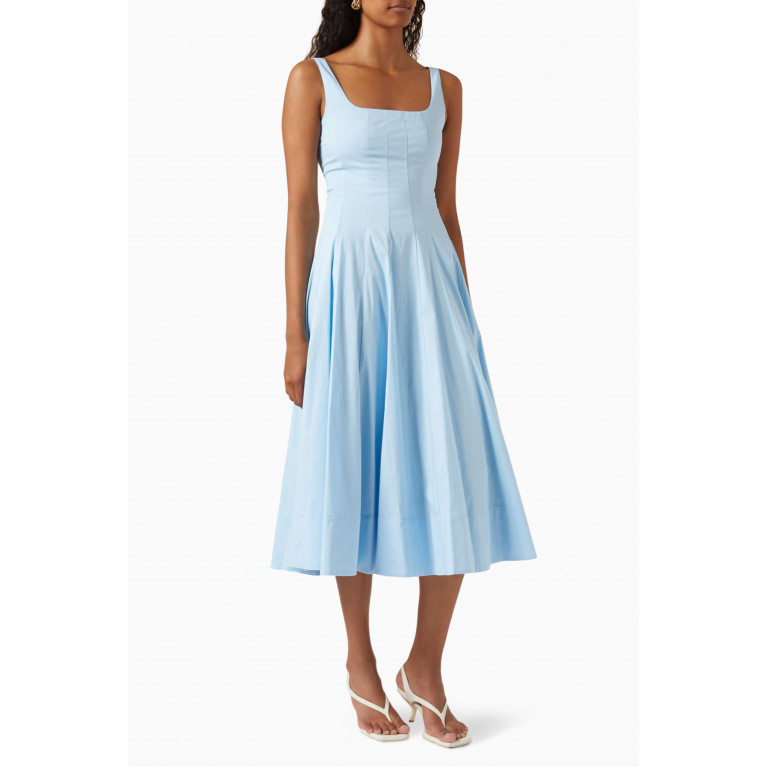 Staud - Wells Midi Dress in Cotton Blue