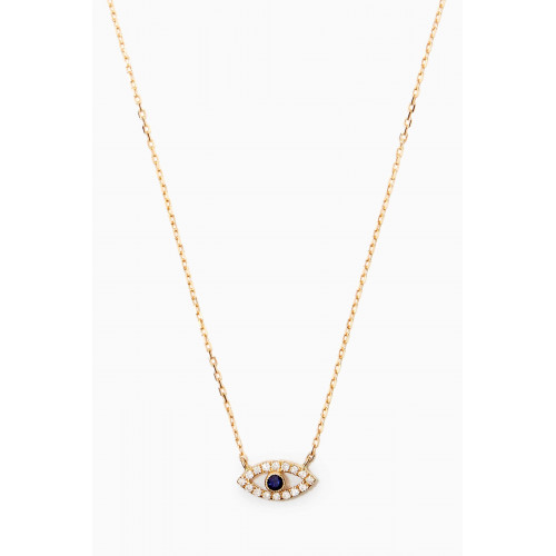The Golden Collection - Evil Eye Necklace with Diamonds in 18kt Yellow Gold