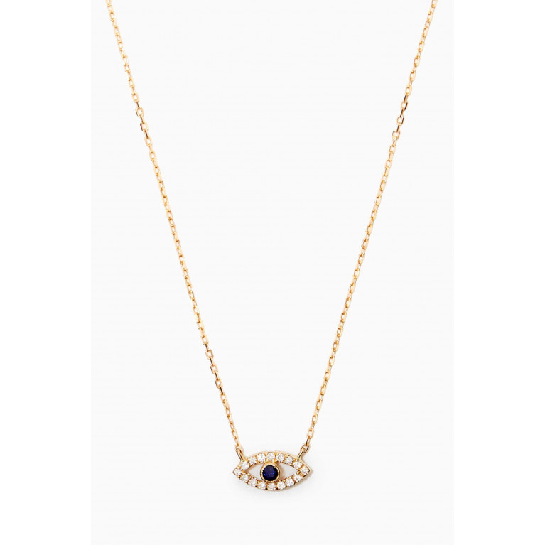 The Golden Collection - Evil Eye Necklace with Diamonds in 18kt Yellow Gold