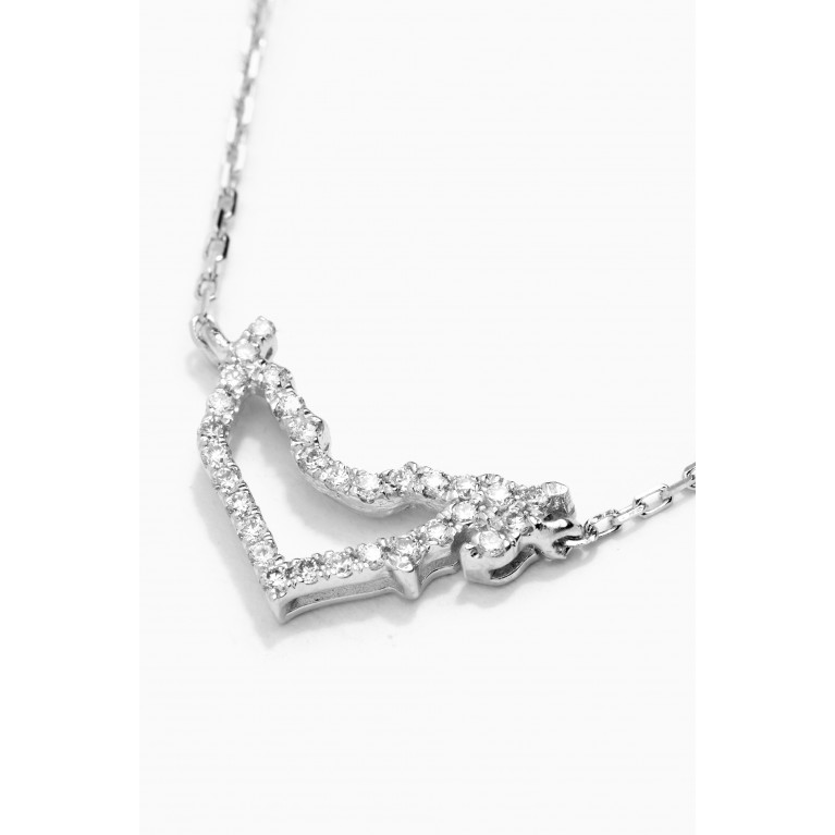 The Golden Collection - Mini UAE Map Necklace with Diamonds in 18kt White Gold Silver