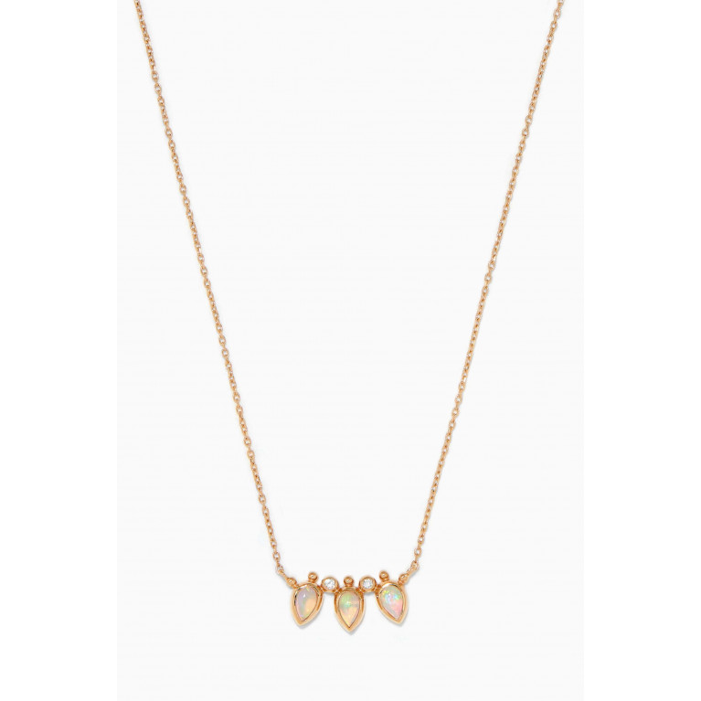 Anzie - Bezel Bouquet Mini Fan Diamond Necklace in 14kt Yellow Gold