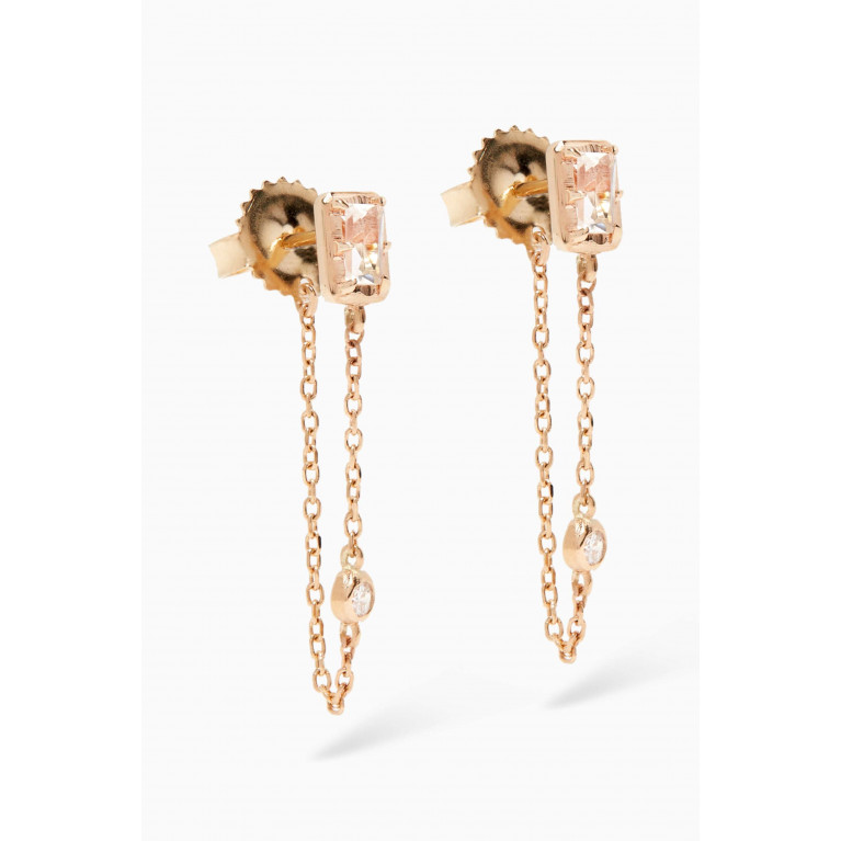 Anzie - Classique Carré Chain Earrings in 14kt Yellow Gold White