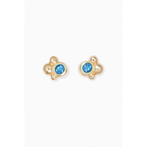 Anzie - Fleur Cluster Studs in 14kt Yellow Gold Blue