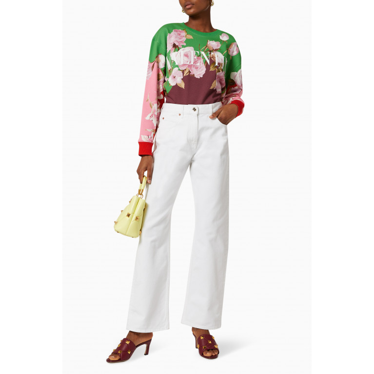 Valentino - Flying Flowers Sweatshirt in Cotton Blend Jersey