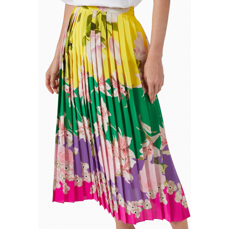 Valentino - Flying Flowers Midi Skirt in Silk Crêpe de Chine