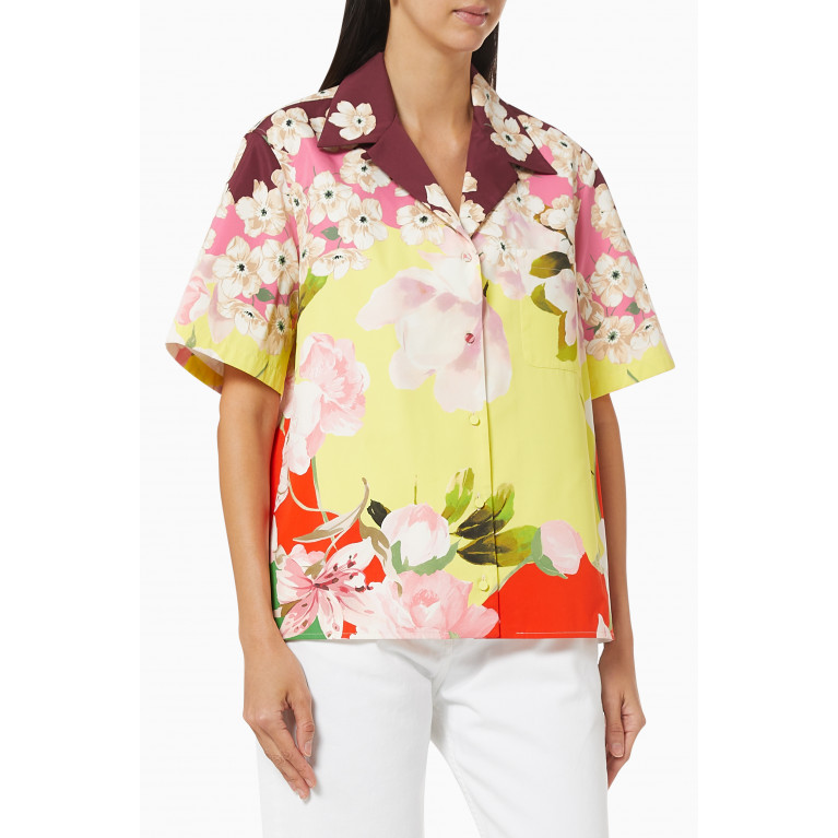 Valentino - Flying Flowers Shirt in Cotton Silk Blend