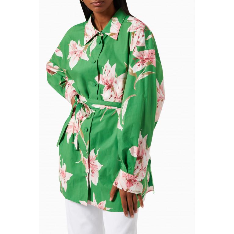 Valentino - Lilium Print Shirt Dress in Cotton Poplin