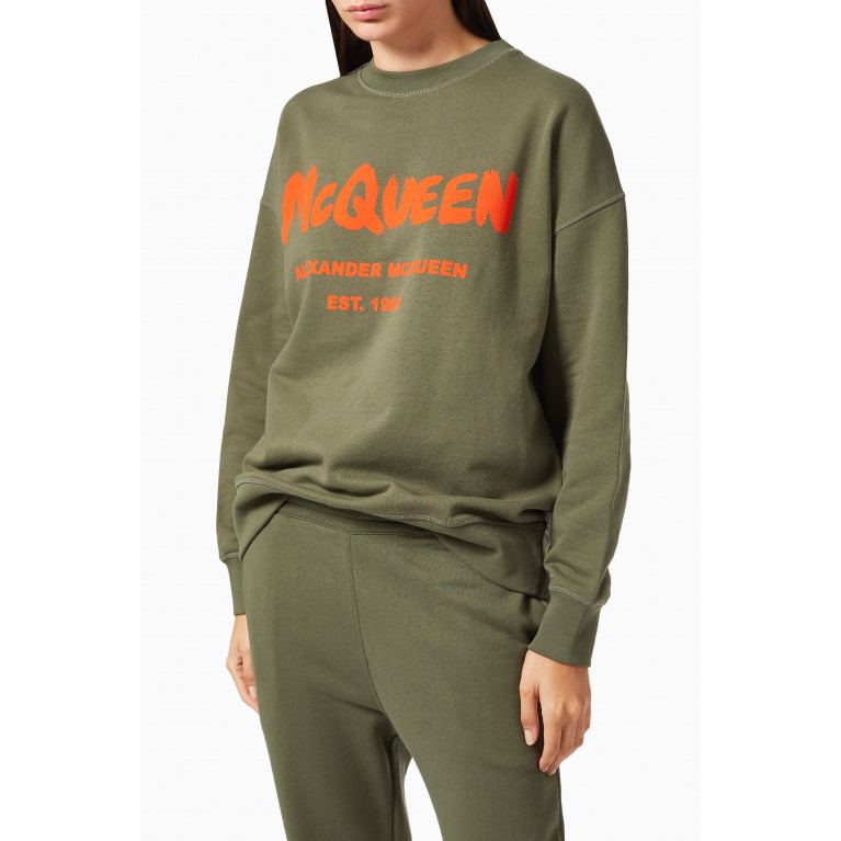Alexander McQueen - McQueen Graffiti Sweatshirt in Cotton Jersey