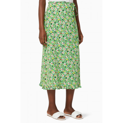 Miu Miu - Botanical Marocain Silk Midi Skirt