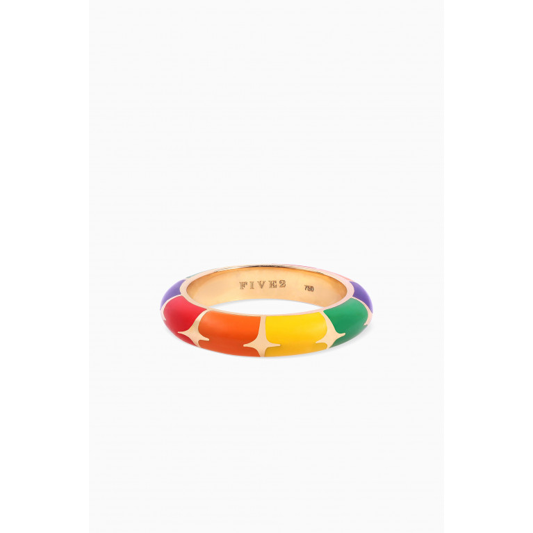Five2 - Enamel Rainbow Ring in 18kt Yellow Gold