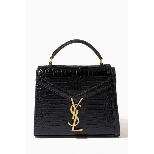 Saint Laurent - Mini Cassandra Top Handle Bag in Croc-embossed Shiny Leather