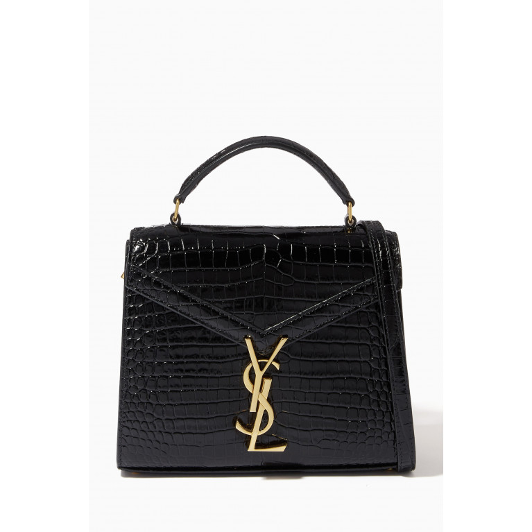 Saint Laurent - Mini Cassandra Top Handle Bag in Croc-embossed Shiny Leather