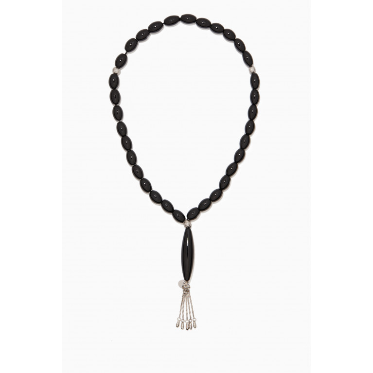 Tateossian - Oval Worry Beads in Onyx & Sterling Silver
