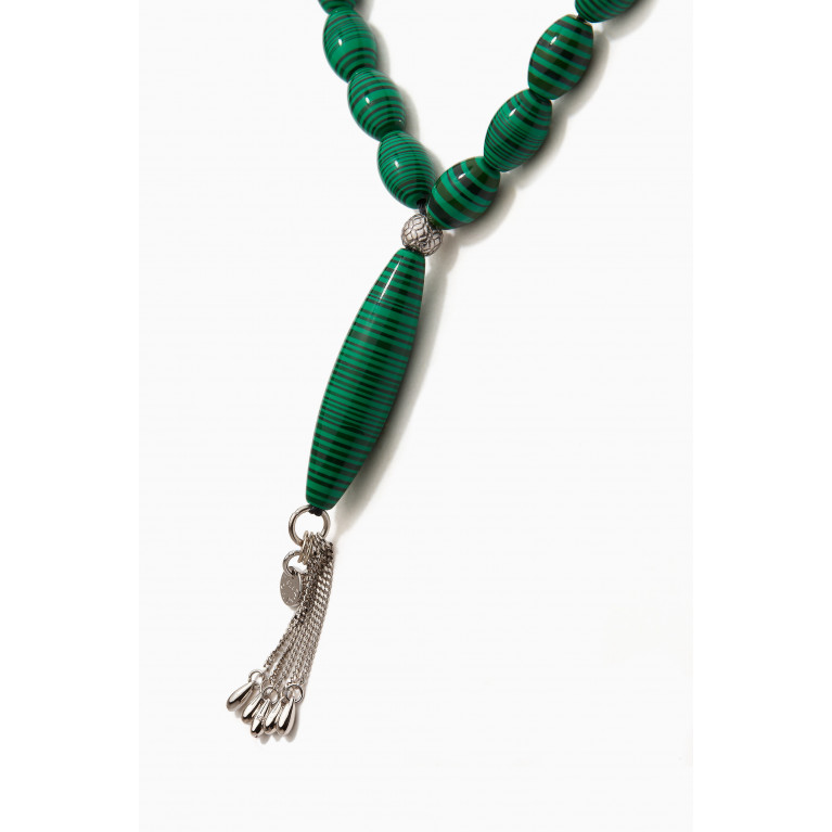 Tateossian - Oval Worry Beads in Malachite in Sterling Silver
