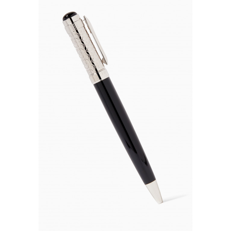 Tateossian - Patterned Ballpoint Pen in Palladium Plating & Onyx Cabochon