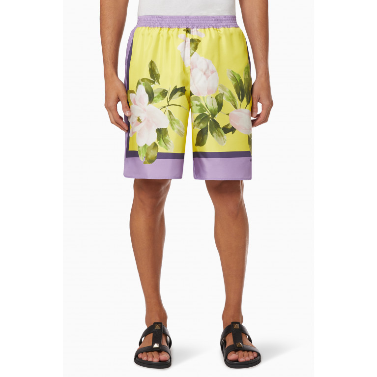 Valentino - Flying Flowers Bermuda Shorts in Silk