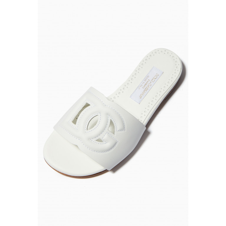 Dolce & Gabbana - DG Millennials Logo Slides in Leather White
