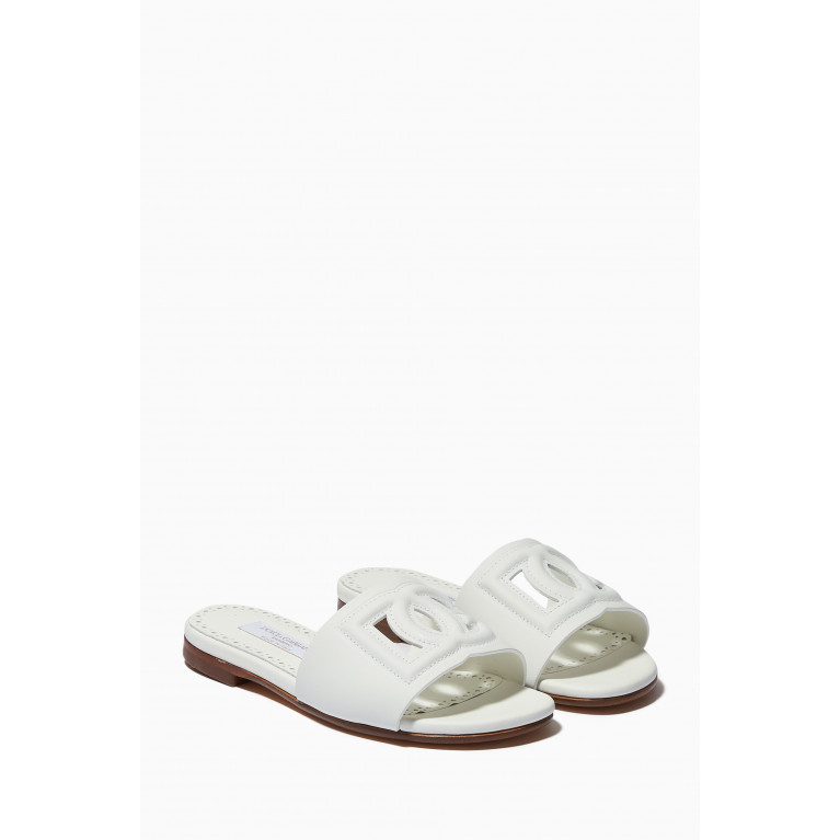 Dolce & Gabbana - DG Millennials Logo Slides in Leather White