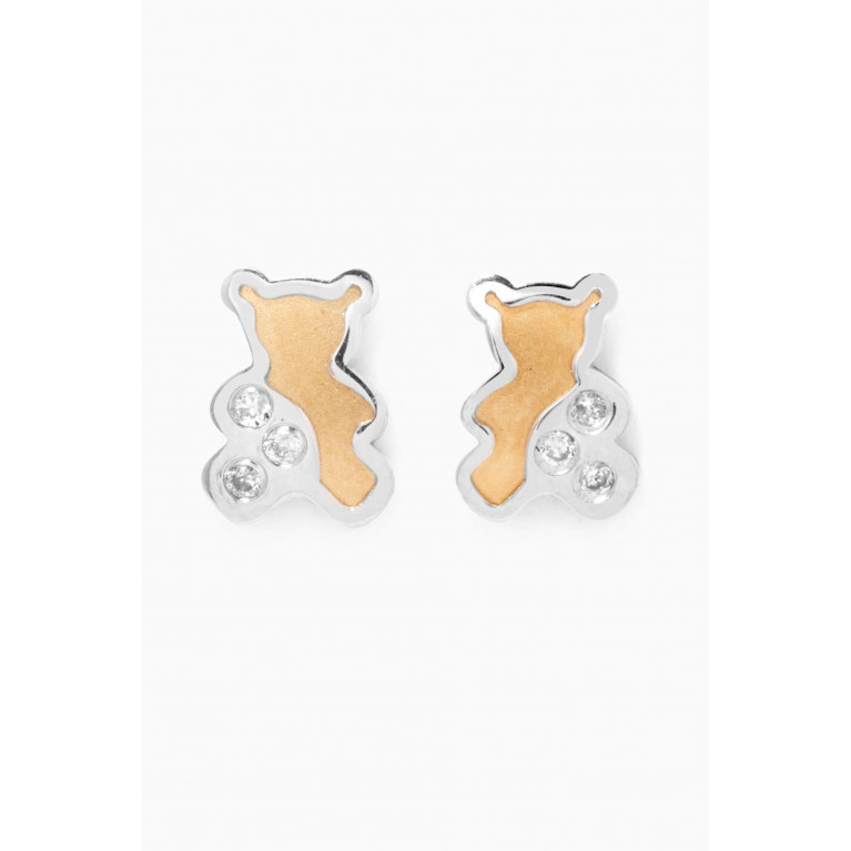 Baby Fitaihi - Teddy Diamond Stud Earrings in 18kt Yellow & White Gold