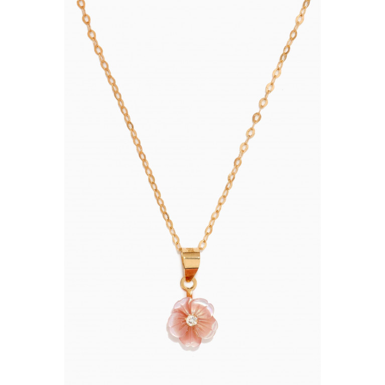Baby Fitaihi - Floral Diamond Pendant in 18kt Yellow Gold