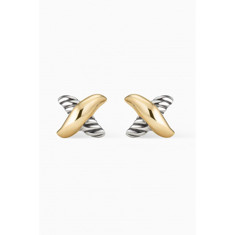 David Yurman - Petite X Stud Earrings with 18kt Yellow Gold