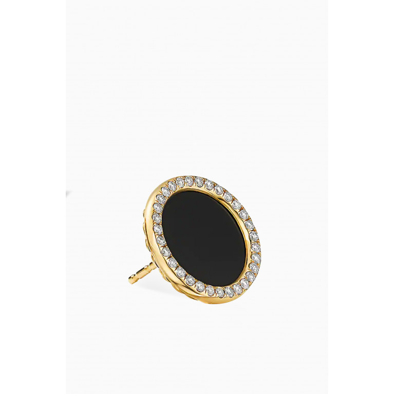 David Yurman - DY Elements® Button Earrings with Black Onyx & Pavé Diamonds in 18kt Yellow Gold Black