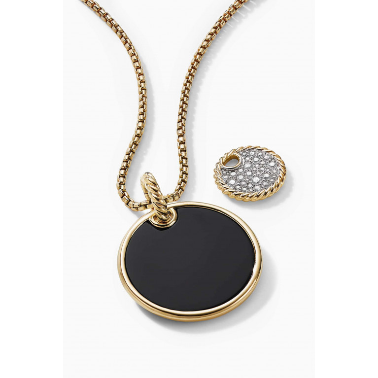 David Yurman - DY Elements® Small Reversible Pendant Necklace with Pavé Diamonds, Black Onyx & Mother of Pearl in 18kt Yellow Gold