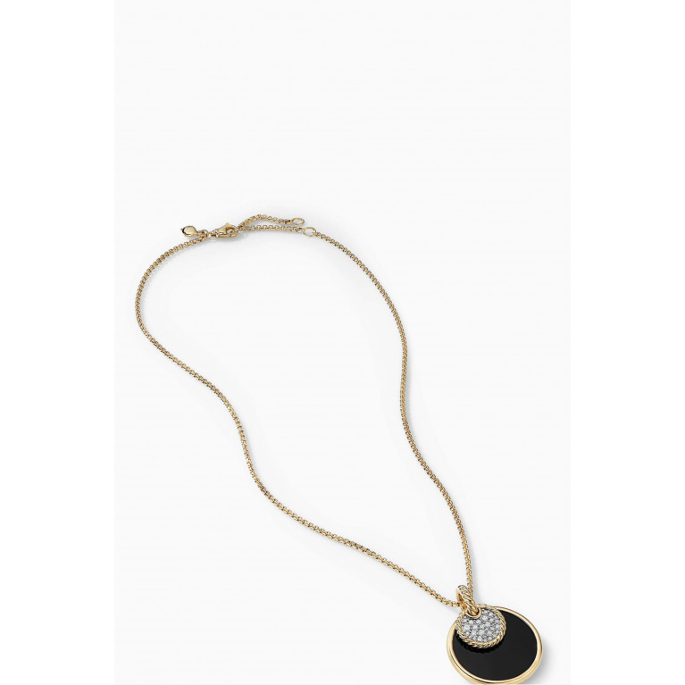 David Yurman - DY Elements® Small Reversible Pendant Necklace with Pavé Diamonds, Black Onyx & Mother of Pearl in 18kt Yellow Gold